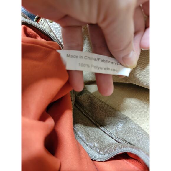 Nu G Women Shoulder Crossbody Bag Studded Pebbled Finish Adjustable Strap Taupe - Picture 8 of 15